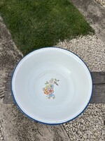 Bonyhádi 42cm jó nehéz  virágos Zománcozott Zománcos lavór Lavórtartóba falusi paraszti nosztalgia