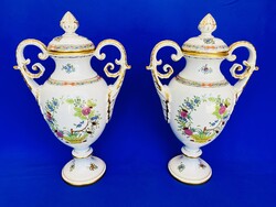 Herendi porcelán színes Indiai kosaras fedeles váza pár  6660/FD