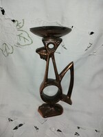 Iparművészeti, jelzett art deko bronz gyertyatartó      H