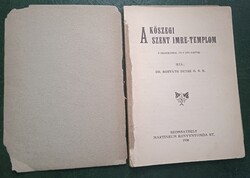 1930 ismeretterjesztő könyv Kőszeg Szt. Imre templom írta Horváth Detre  Martineum Könyvnyomda