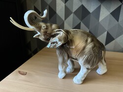 Nagyméretű régi Royal Dux elefánt figurális porcelán, 4
