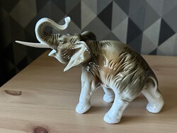 Damaged Old Royal Dux Elephant Porcelain Figurine