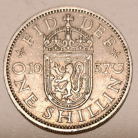 1 shilling Skót címer, balra néző ágaskodó oroszlán koronás pajzson Anglia (627)