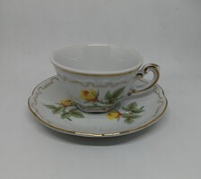 Zsolnay porcelán sárga virág mintás kávéscsésze !