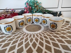 Hollóházi porcelán pálinkás készlet - 6 darab pohárka