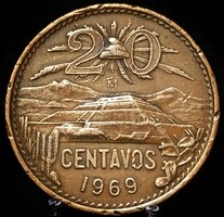 Mexikó 20 centavo, 1969 C08B4