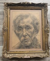 Réti Mátyás ceruza rajz Blondel keretben 1949, korai képe