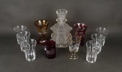 1V554 Antik biedermeier üveg pohár dísztárgy gyűjtemény csomag 11 darab