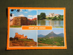 Képeslap,mozaik,Zempléni várak,Szerencs,Sárospatak,Fűzér,Boldogkőváralja, 1987-