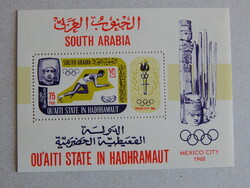 1967. Aden Qu´aiti State in Hadhramaut - Nyári olimpia Mexikó, fogazott blokk - Mi 7A