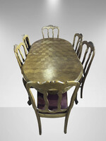 Ebédlőasztal bordó üléses székekkel (6 személyes garnitúra)