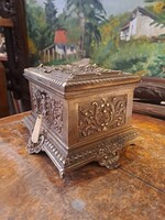 ANTIK ÉKSZERDOBOZ PÉNZKAZETTA KINCSESLÁDA XIX. SZD.