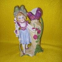 "2150 ". Antik, sorszámos, német porcelán ibolyaváza, váza, figura.