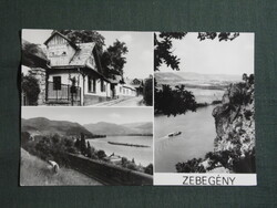Képeslap,Zebegény,mozaik,Dunakanyar,vasútállomás,utca látkép,részlet, 1977-
