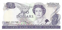 2 dollár 1985-89 Új Zéland S.T.Russel Erzsébet királynő UNC