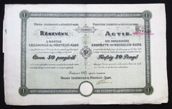 Magyar Leszámitoló- és Pénzváltó Bank részvény 50 pengő 1927