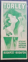 Törley számolócédula (Klösz Gy. grafika)  ﻿