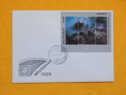 FDC 1989. Bélyegnap (62.) - Festmény (XXIV.) - Vöröskereszt (II.) - blokkal  /500,-Ft/