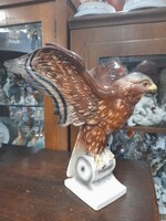 Német,Germany Katzhütte Kézi Festett Nagyméretű Sólyom Porcelán Figura.