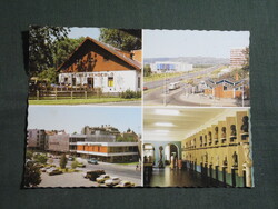 Képeslap,Zalaegerszeg,mozaik,Göcsej vendéglő,autóbusz állomás,Centrum áruház látkép,részlet, 1981-
