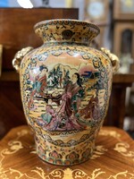 Kínai kézzel festett porcelán füles váza