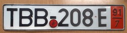 Német rendszám rendszámtábla TBB-208 E Németország