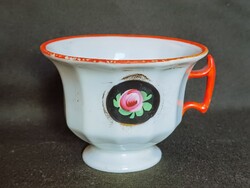 Antik biedermeier bécsi rózsás kézzel festett porcelán kávés csésze