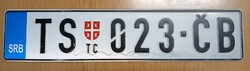 Szerb rendszám rendszámtábla TS-023-CB Szerbia