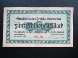 5 millió márka notgeld Schweim 1923 VF Németország