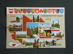 Képeslap,Csehország,Jihomoravsky Kraj,Brno,Jihlava,Znojmo,Hodonin,Prostéjov,Gottwaldov,1980-