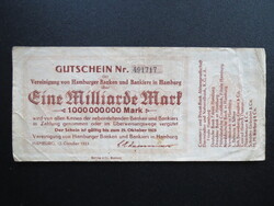 1 milliárd márka notgeld Hamburg 1923 VG Németország
