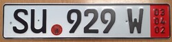 Német rendszám rendszámtábla SU 929 W Németország 1.