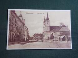 Képeslap,Zalaegerszeg,reprodikció,Széchenyi tér,templom látkép,részlet, 1990-