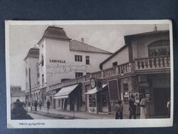 Régi képeslap Hévíz-Gyógyfürdő Gabi villa - üzletek, mozi, fényképész 1930