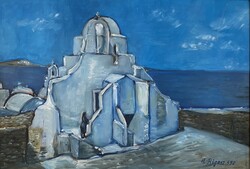 Rigasz Hondromatidisz: Mykonos - olaj,karton (1990)