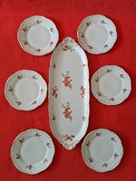 Zsolnay rózsa mintás süteményes / szendvicses / desszertes készlet 6 + 1