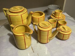 Hollóházi mokkás készlet Szakmáry Károly korszakából, 1940-es évek eleje