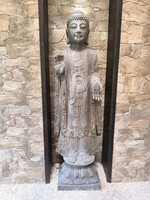 Hatalmas, részletesen faragott, valódi kő(!) Buddha!