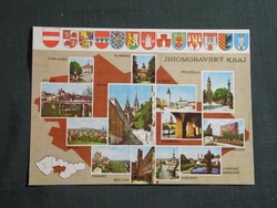 Képeslap,Csehország,Jihomoravsky Kraj,Brno,Jihlava,Znojmo,Hodonin,Prostéjov,Gottwaldov,1970-