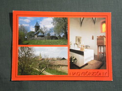 Képeslap,Nagybörzsöny,mozaik,Szent István kápolna templom,utca látkép,részlet, 2000-