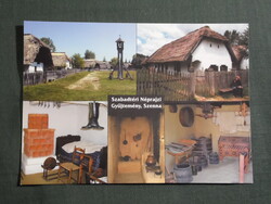 Képeslap,Szenna,mozaik,Szabadtéri néprajzi gyűjtemény,Ref. templom látkép,részlet, 2000-