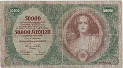 50000 korona kronen 1922 Ausztria Eredeti állapot 6 jegyű csillagos sorszám 1.