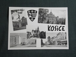 Képeslap,Szlovákia,Kosice,Kassa,színház,emlékmű,lakótelep,utca látkép,részlet,1960-