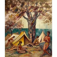 Vincze Győző (1925-2001) Fürdőzők a Balatonnál, 1969 /számlát adunk hozzá/