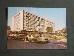Képeslap,Szeged,Megyei Tanácsháza,MÁVAUT Ikarus mikrobusz szerelvény látkép,részlet, 1967-