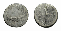 Marcus Antonius denár LEG II, ~ ie. 30