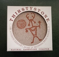 Vintage pohár alátét szett természetes Arizona homokkő (4 db) ősi indián petroglyph díszítéssel USA