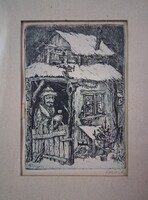 Gácsi Mihály (1926-1987) rézkarc