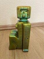 Zsolnay eozinmàzas könyvtàmasz, pajzspecsètes jelzèssel, Török Jànos tervezès