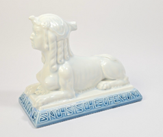 Antik, szecessziós Meisseni porcelán Szfinx - a gyár szecessziós saját reklámja